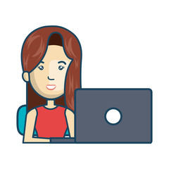 Avatar of a person working on laptop vector illustration design