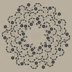 Beautiful round frame with flowers and leaves