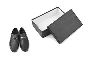Black shoes and open box