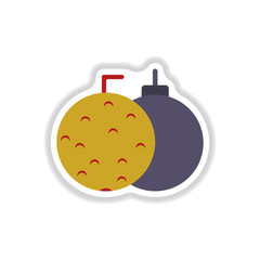 Vector illustration in paper sticker style Christmas balls