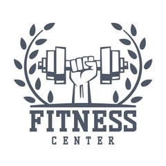 Gym fitness logo vector badge.