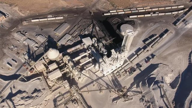 Cool high aerial shot of large industrial mining plant