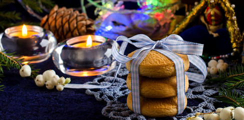 Christmas cookies with festive decoration