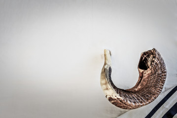 The Shofar and tallit for Jewish holiday Rosh Hashanah