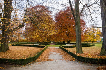 Fototapeta na wymiar Royal park in Cesky Krumlov, Czech republic.