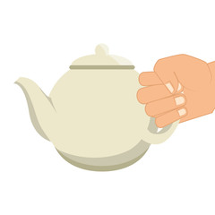 hand human with teapot vector illustration design