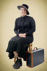 young woman in  vintage costume 1900s