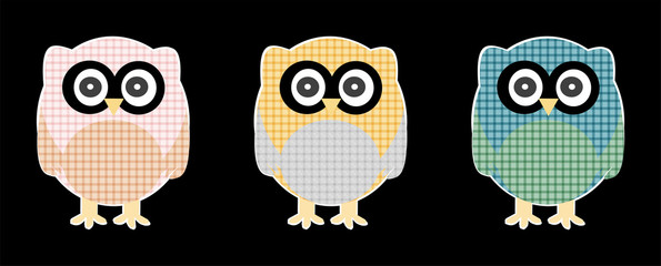 set of cute textile owls