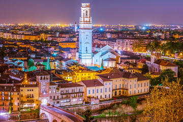 Fototapeta premium Aerial view of Verona. Italy. Beautiful sunset panorama. Travel photography.