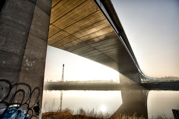 Urban Landscape Motorway Bridge and River Graffiti