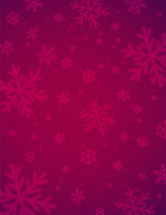Fototapeta na wymiar Christmas background with red blurred snowflakes, vector