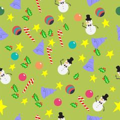 Seamless pattern with cute cartoon Christmas