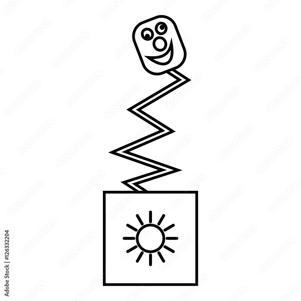 Poster toy on spring in box icon. outline illustration of toy on spring in box vector icon for web design