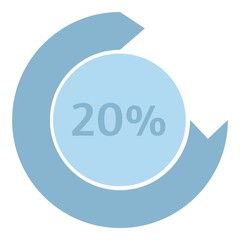 Loading circle 20 percent icon. Flat illustration of web preloader vector icon for web design