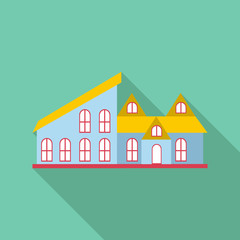 Fototapeta premium Blue house icon. Flat illustration of house vector icon for web design