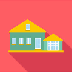 Fototapeta premium House with yellow roof icon. Flat illustration of house vector icon for web design