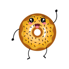 Obraz premium delicious donut comic character vector illustration design