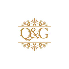Q&G Initial logo. Ornament gold