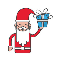 Santa cartoon with gift icon. Christmas season decoration and celebration theme. Isolated design. Vector illustration