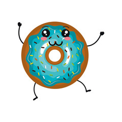 delicious donut comic character vector illustration design