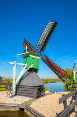 Traditional dutch landscape in Zaanse Schans, Netherlands, Europe