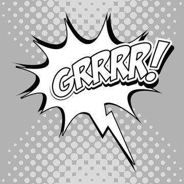 Bubble pop art of grrrr icon. Comic communication retro and expression theme. Vector illustration