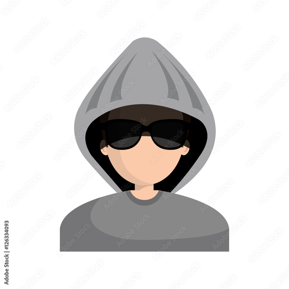 Poster hacker character avatar icon vector illustration design