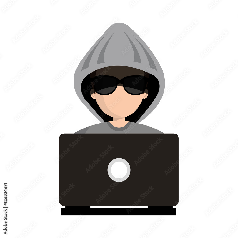 Poster hacker character avatar icon vector illustration design