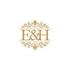 E&H Initial logo. Ornament gold