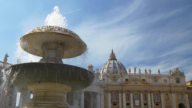 rome city summer day vatican saint peter's square famous fountain 4k italy

