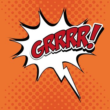 Bubble pop art of grrrr icon. Comic communication retro and expression theme. Vector illustration