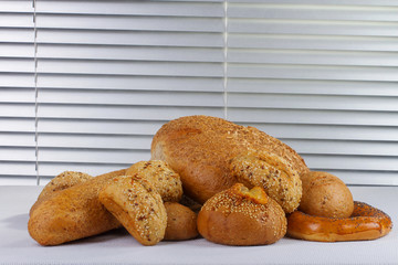 fresh white bread on the kitchen table