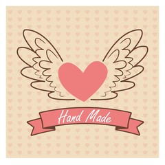 Hand Made label, handmade crafts workshop, vector illustration