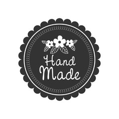 Hand Made label, handmade crafts workshop, vector illustration