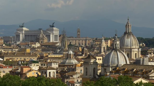sunny day rome holy angel castle cityscape rooftops panorama 4k italy
