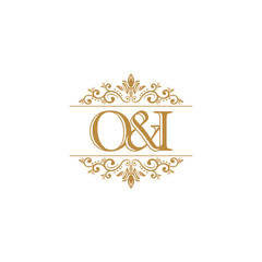 O&I Initial logo. Ornament gold