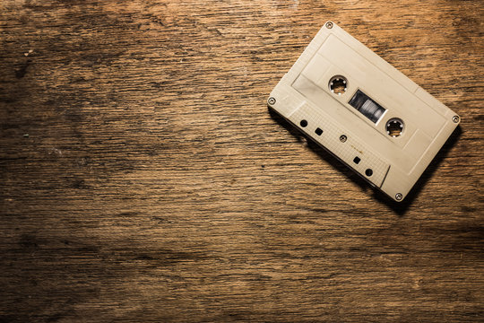 Cassette on wood