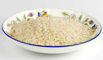Rice in decorative plate