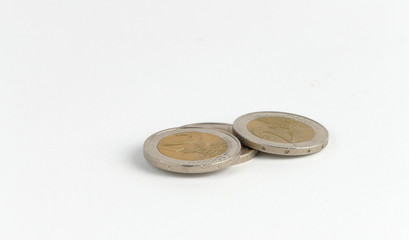 Euro coins isolated on white background