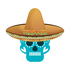 skull mask mexican culture vector illustration design