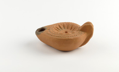 Pottery alladin lamp isolated