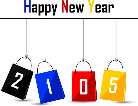 happy new year 2015 background with set shopping bag