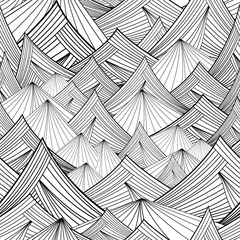 Deurstickers Bergen zwart en wit vector naadloos patroon van mountain