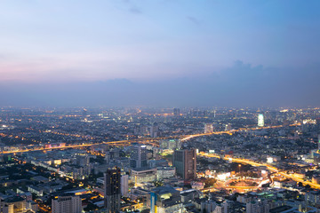 Fototapeta na wymiar Night light view of Bangkok Thailand