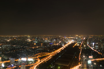 Night light view of Bangkok Thailand