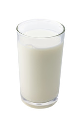 glass of milk isolated on white background with clipping path