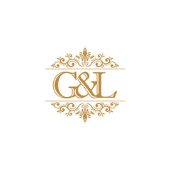 Fototapeta na wymiar G&L Initial logo. Ornament gold
