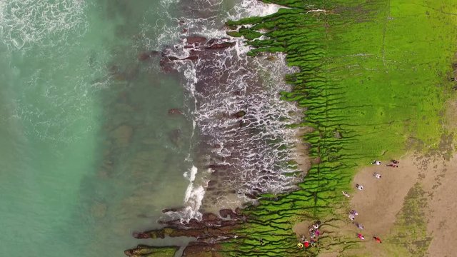 Aerial shot of The green Reef, Taiwan(Lao Mei green rock )