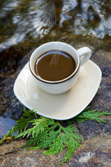 Refreshments and coffee on the rocks at the waterfalls.