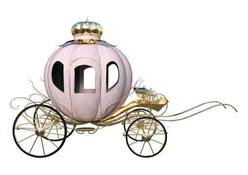3D Rendering Cinderella Carriage on White